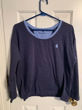 Tommy Bahama Navy Pullover with Light Blue Trim